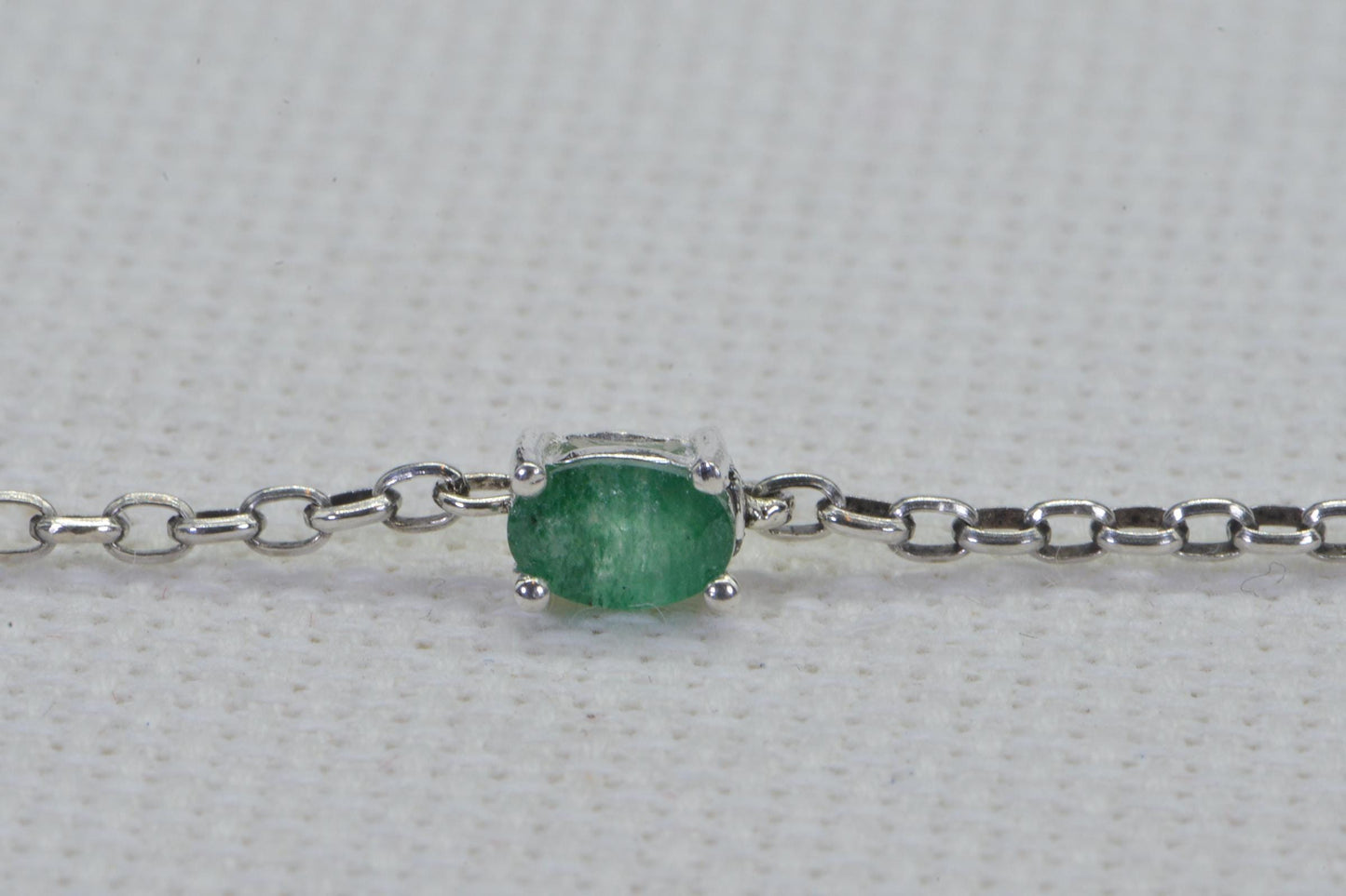 Emerald Sterling Silver Bracelet Anklet: Delicate Gemstone Chain