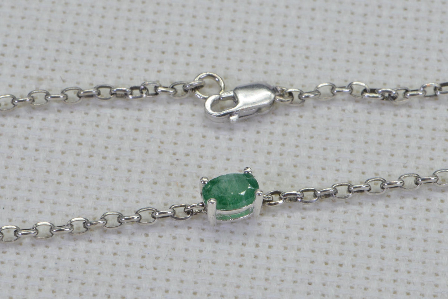 Emerald Sterling Silver Bracelet Anklet: Delicate Gemstone Chain