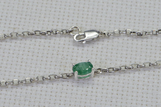 Emerald Sterling Silver Bracelet Anklet: Delicate Gemstone Chain