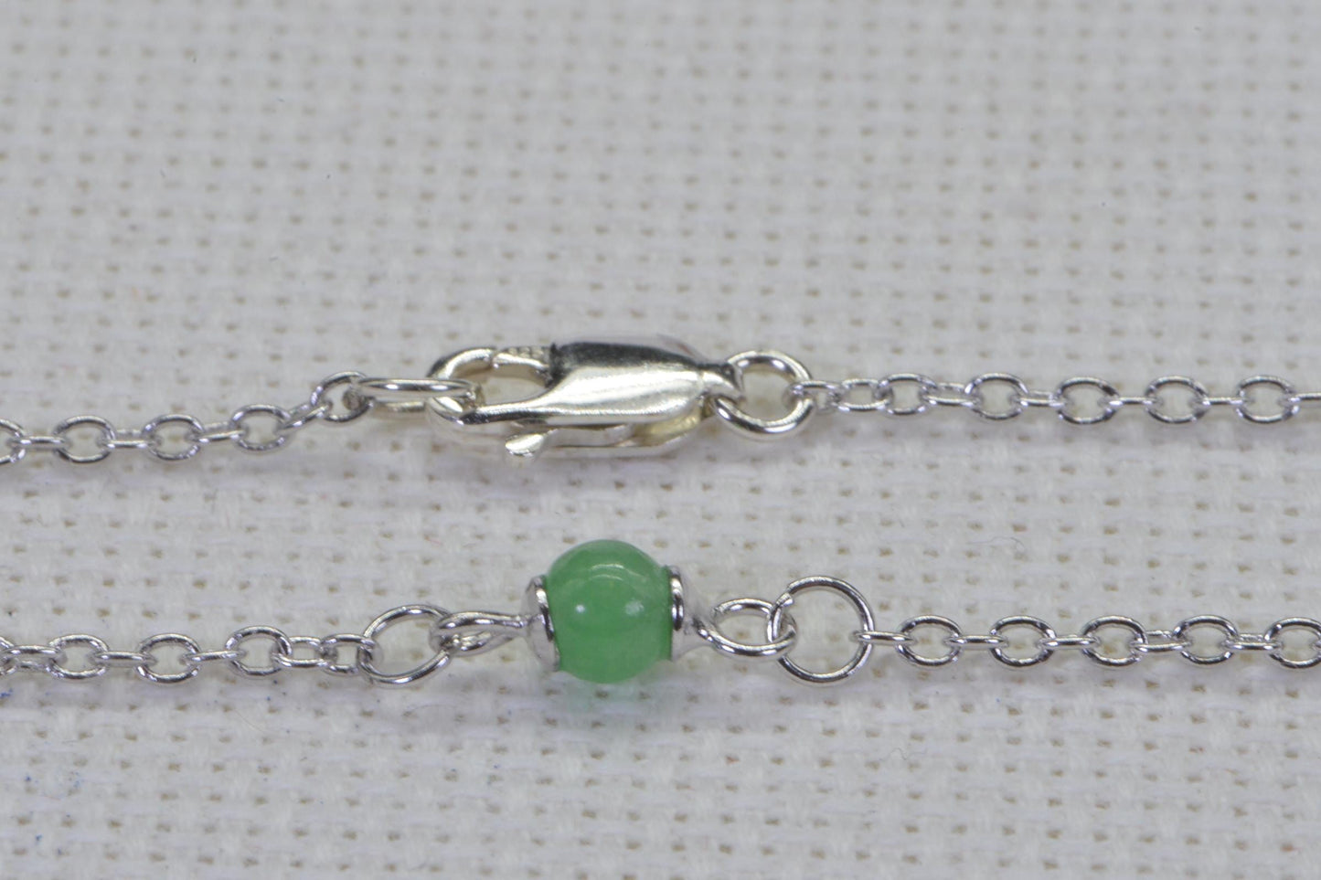 Apple Green Jadeite Bracelet, Sterling Silver Chain, Handmade Jewelry