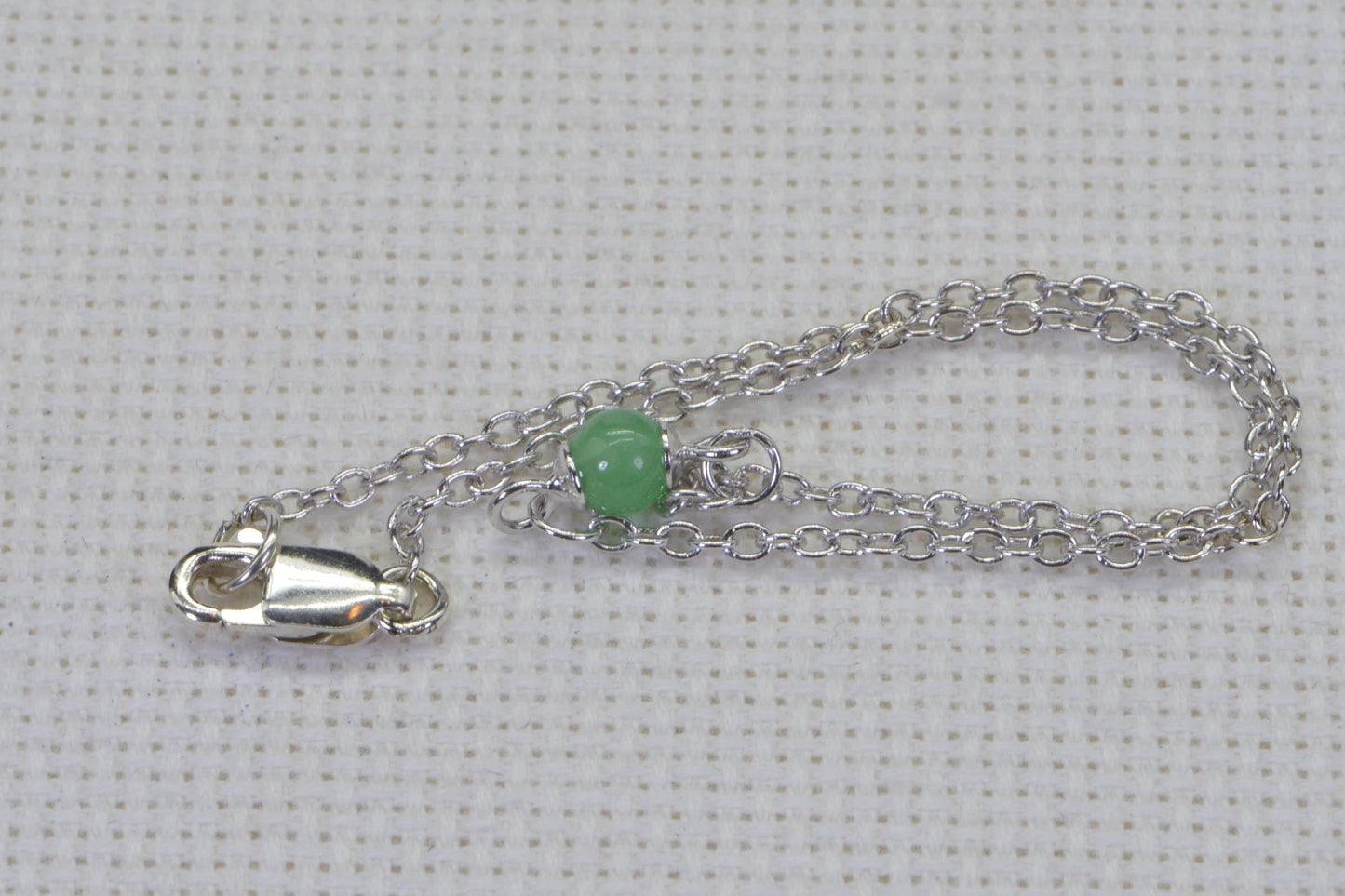 Apple Green Jadeite Bracelet, Sterling Silver Chain, Handmade Jewelry