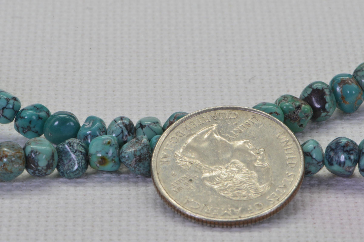 Kingman Turquoise Nugget Beads: Arizona Blue-Green Gemstone Strand