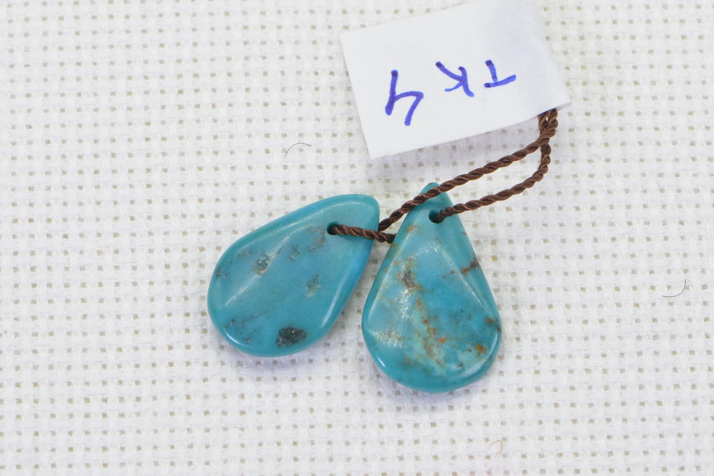 Kingman Turquoise Teardrop Beads: Arizona Blue Gemstone Pair