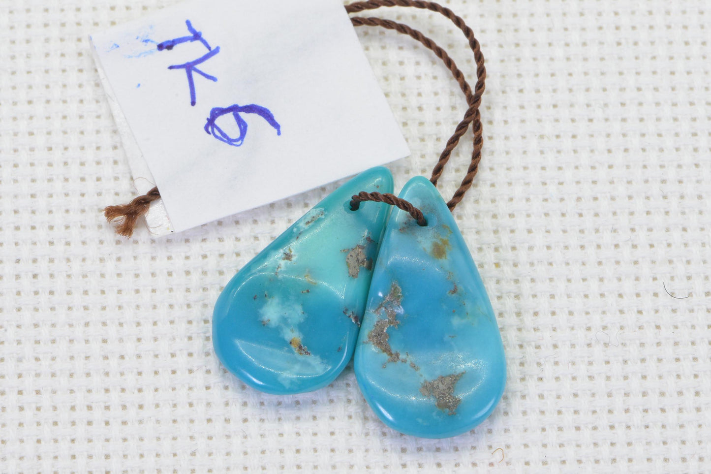 Kingman Turquoise Teardrop Beads: Arizona Blue Gemstone Pair