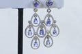 Cluster Tanzanite Dangle Earrings, Sterling Silver Flower Earrings