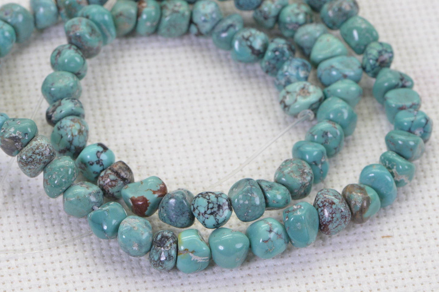 Kingman Turquoise Nugget Beads: Natural Arizona Gemstone Strand