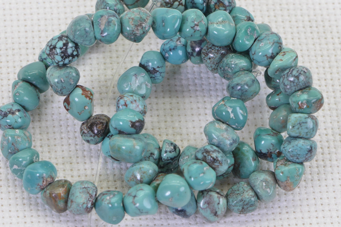 Kingman Turquoise Nugget Beads: Natural Arizona Gemstone Strand