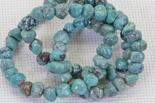 Kingman Turquoise Nugget Beads: Natural Arizona Gemstone Strand