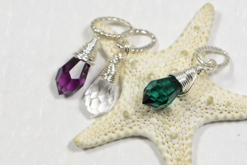 Wire Wrapped Swarovski Crystal Briolette Single Pendant Pick up Color