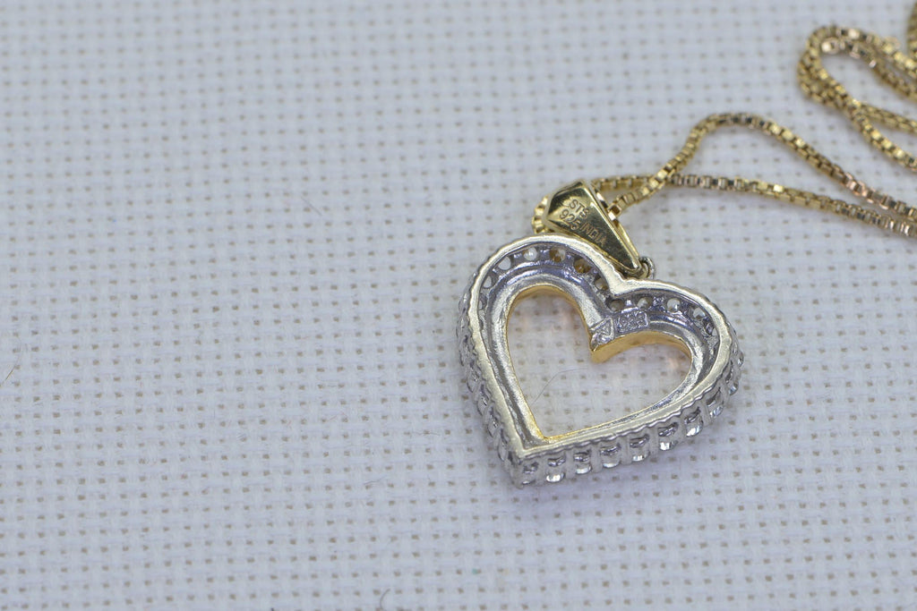 CZ Heart Pendant: 14K Gold Over Sterling Silver, Mother's Gift