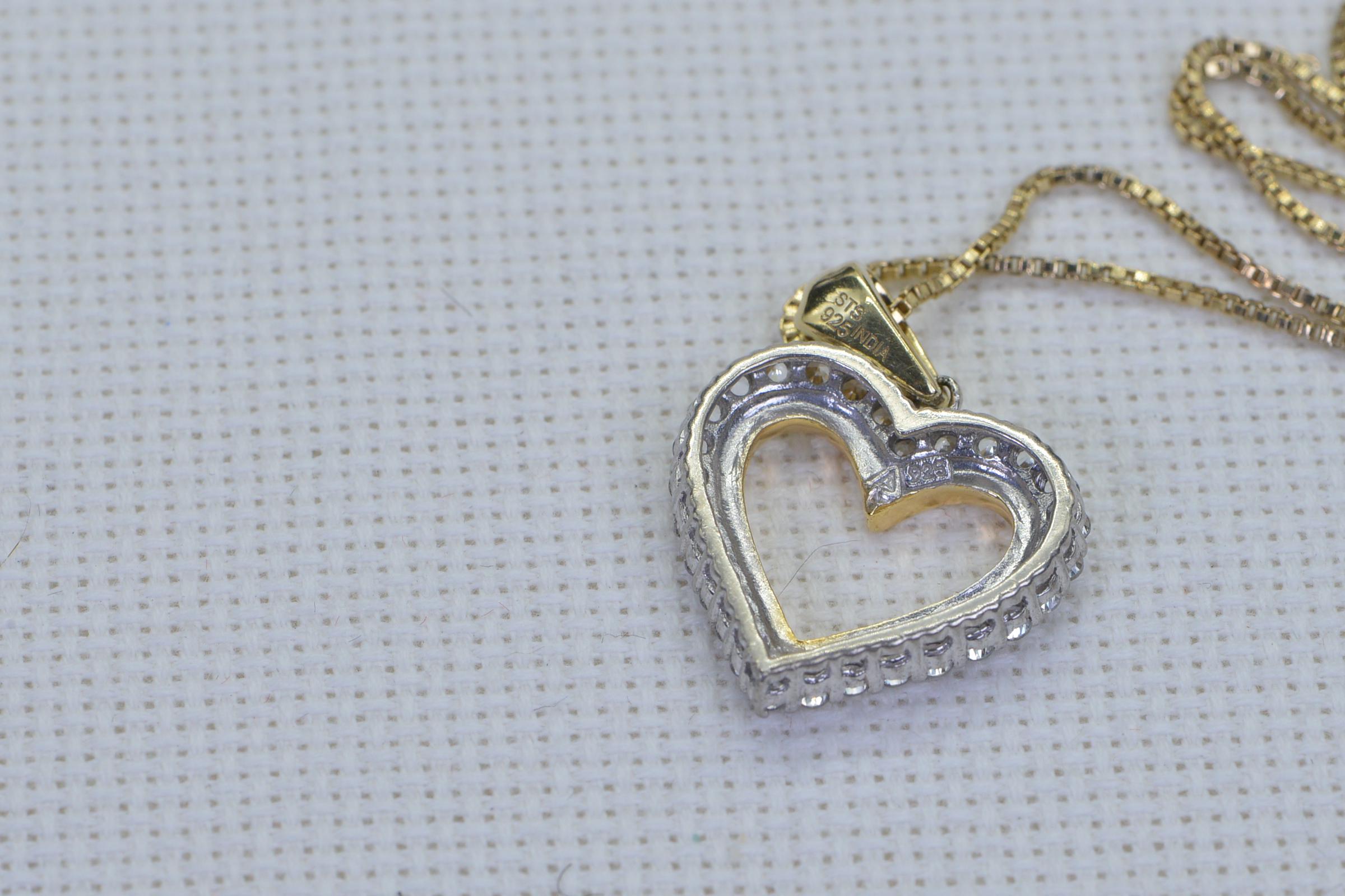 CZ Heart Pendant: 14K Gold Over Sterling Silver, Mother's Gift