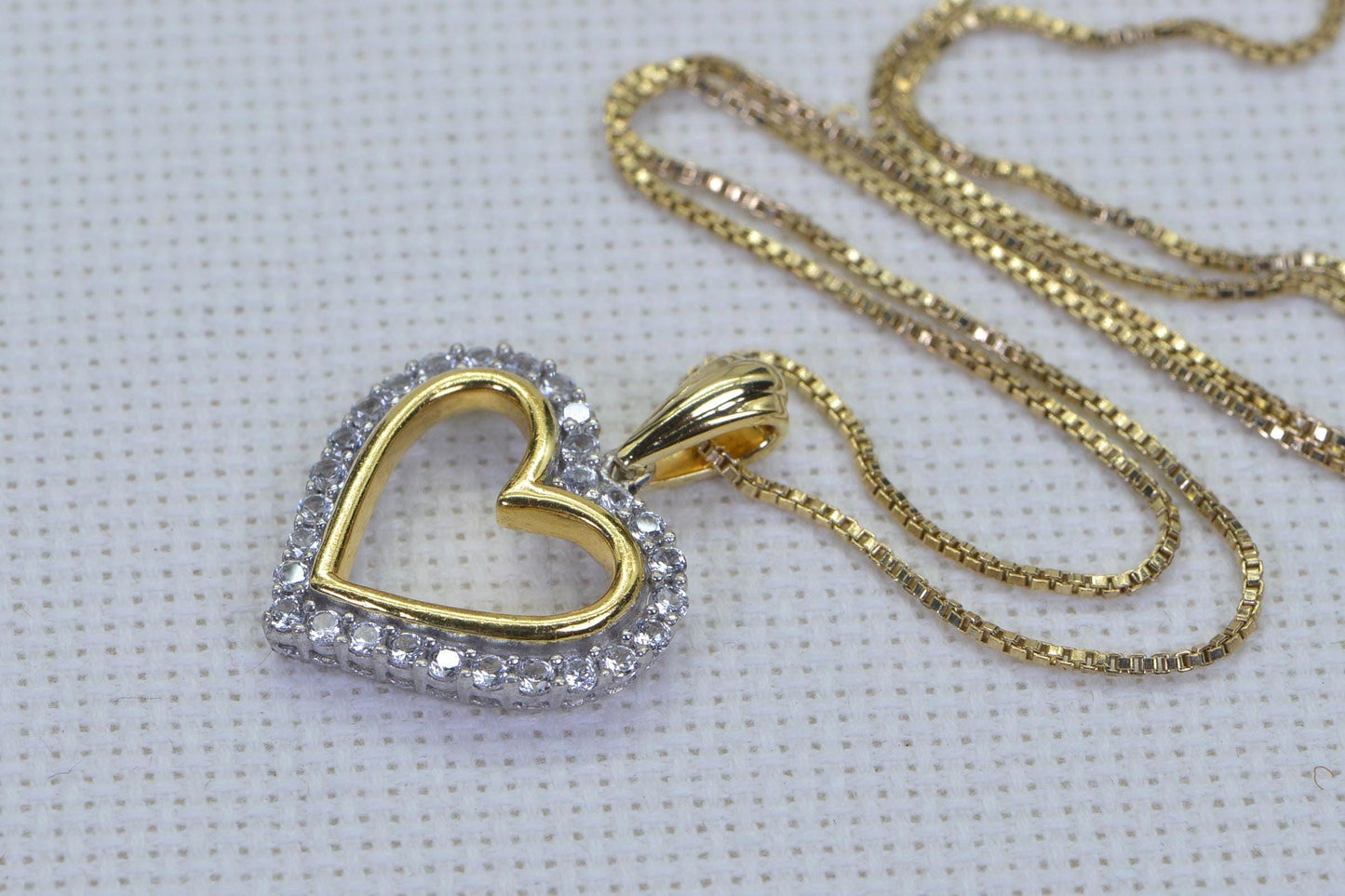 CZ Heart Pendant: 14K Gold Over Sterling Silver, Mother's Gift