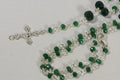 Emerald Rosary Necklace: Sterling Silver, May Birthstone
