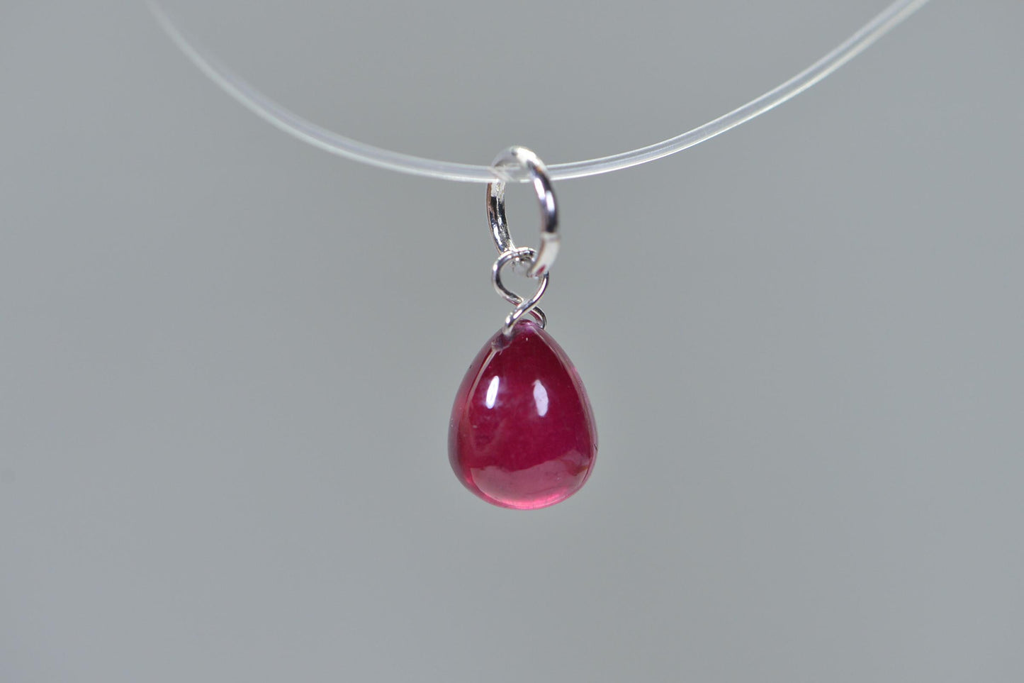Handmade Raspberry Ruby Pendant: 14K Yellow Gold Wire Wrap, July Birthstone