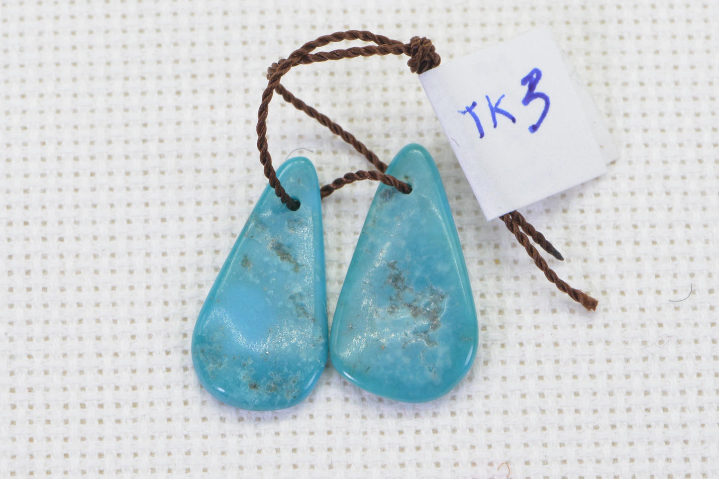 Kingman Turquoise Teardrop Beads: Arizona Blue Gemstone Pair