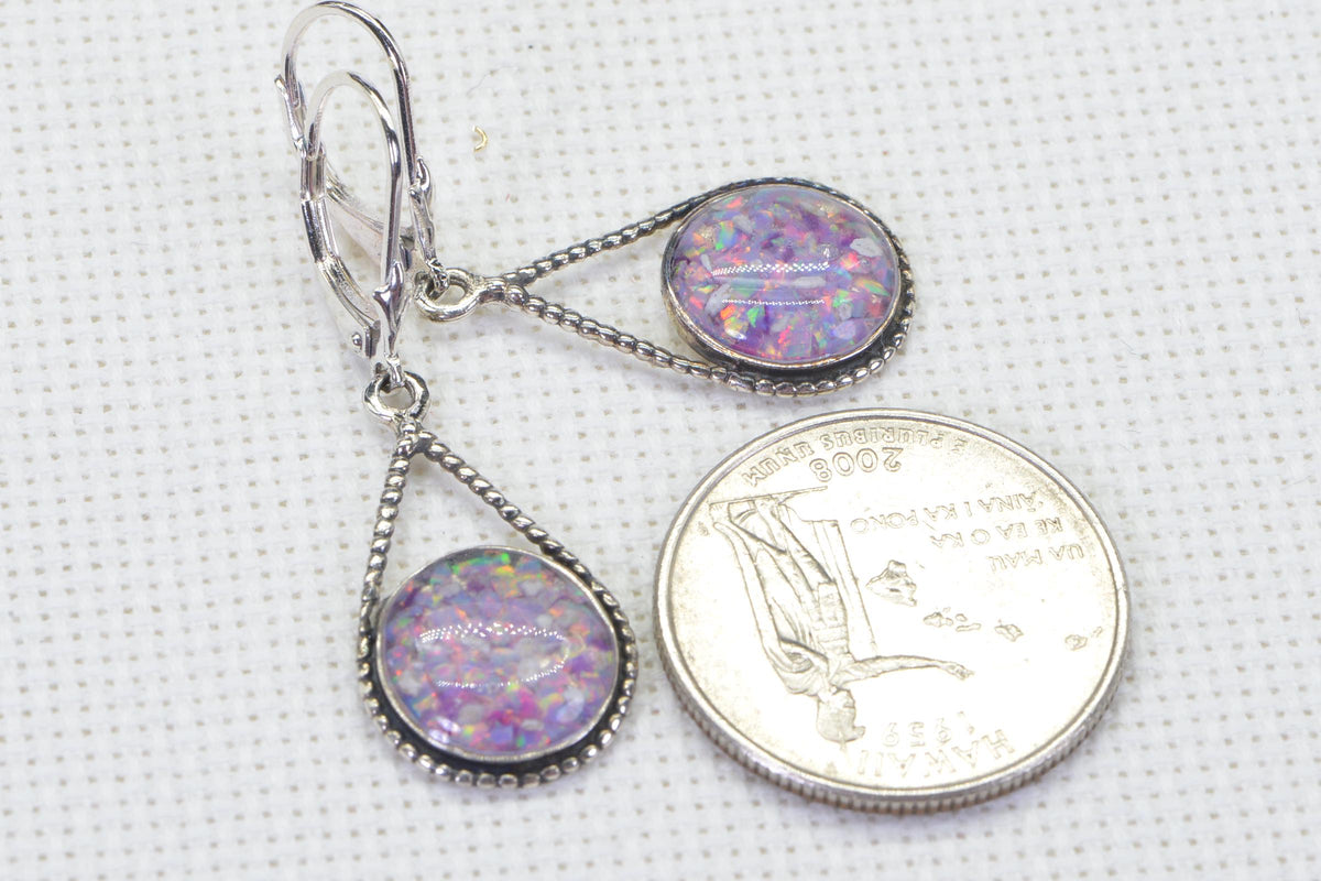 Australian Opal Mosaic Earrings: Sterling Silver Bezel Set