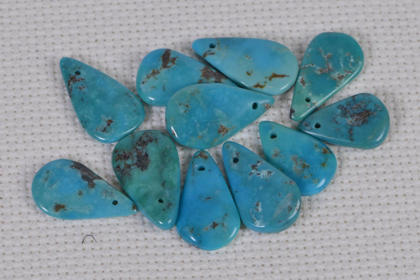 Raw Turquoise Kingman slabs  Arizona Mine Blue Turquoise  Small Teardrops loose beads