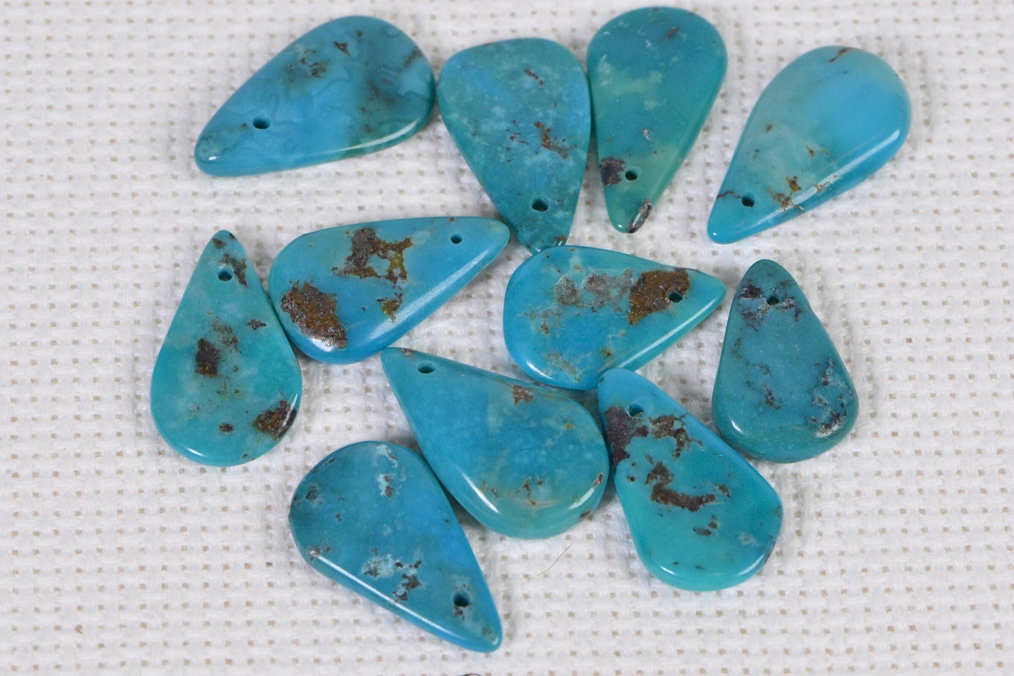 Raw Turquoise Kingman slabs  Arizona Mine Blue Turquoise  Small Teardrops loose beads