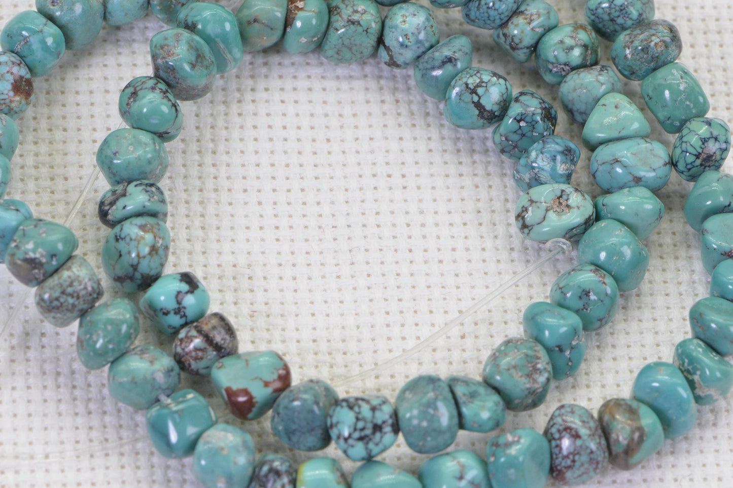 Kingman Turquoise Nugget Beads: Natural Arizona Gemstone Strand