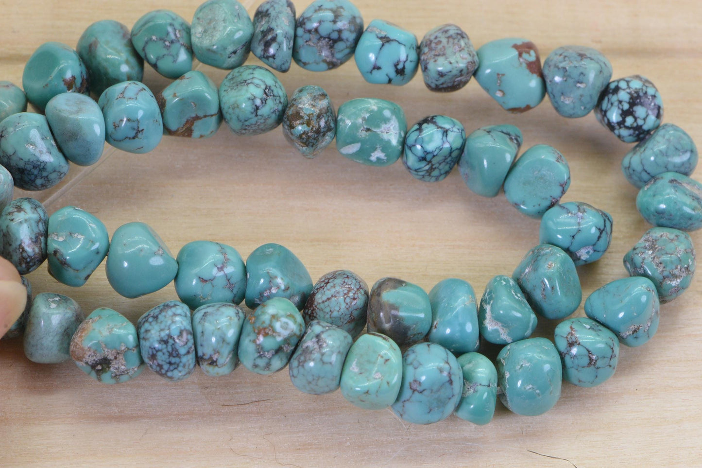 Kingman Turquoise Nugget Beads: Natural Arizona Gemstone Strand
