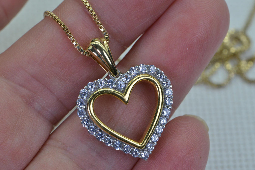 CZ Heart Pendant: 14K Gold Over Sterling Silver, Mother's Gift