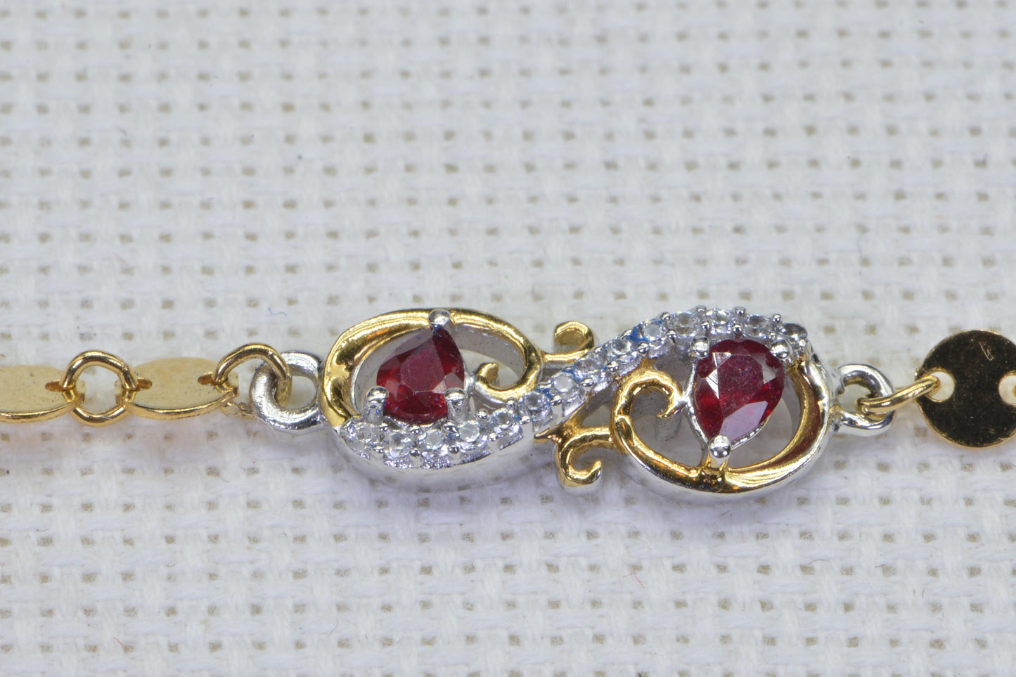 Ruby Infinity Bracelet: 14K Yellow Gold Filled Coin Chain
