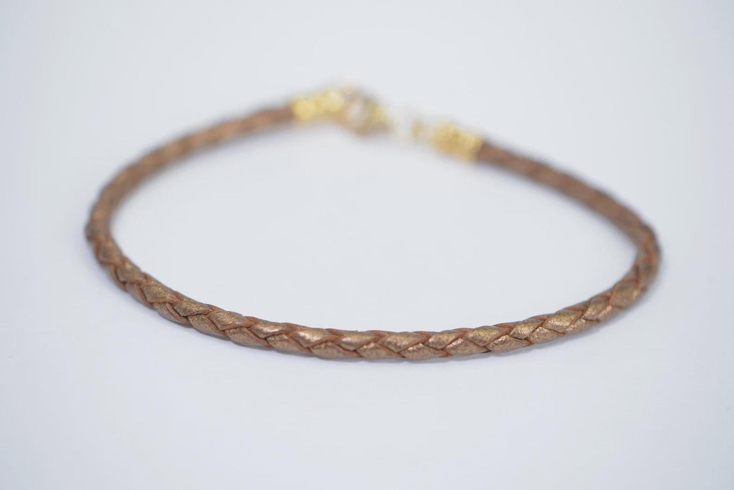 Braided Leather Cord Bracelet: 3mm Sterling Silver Charm Cuff