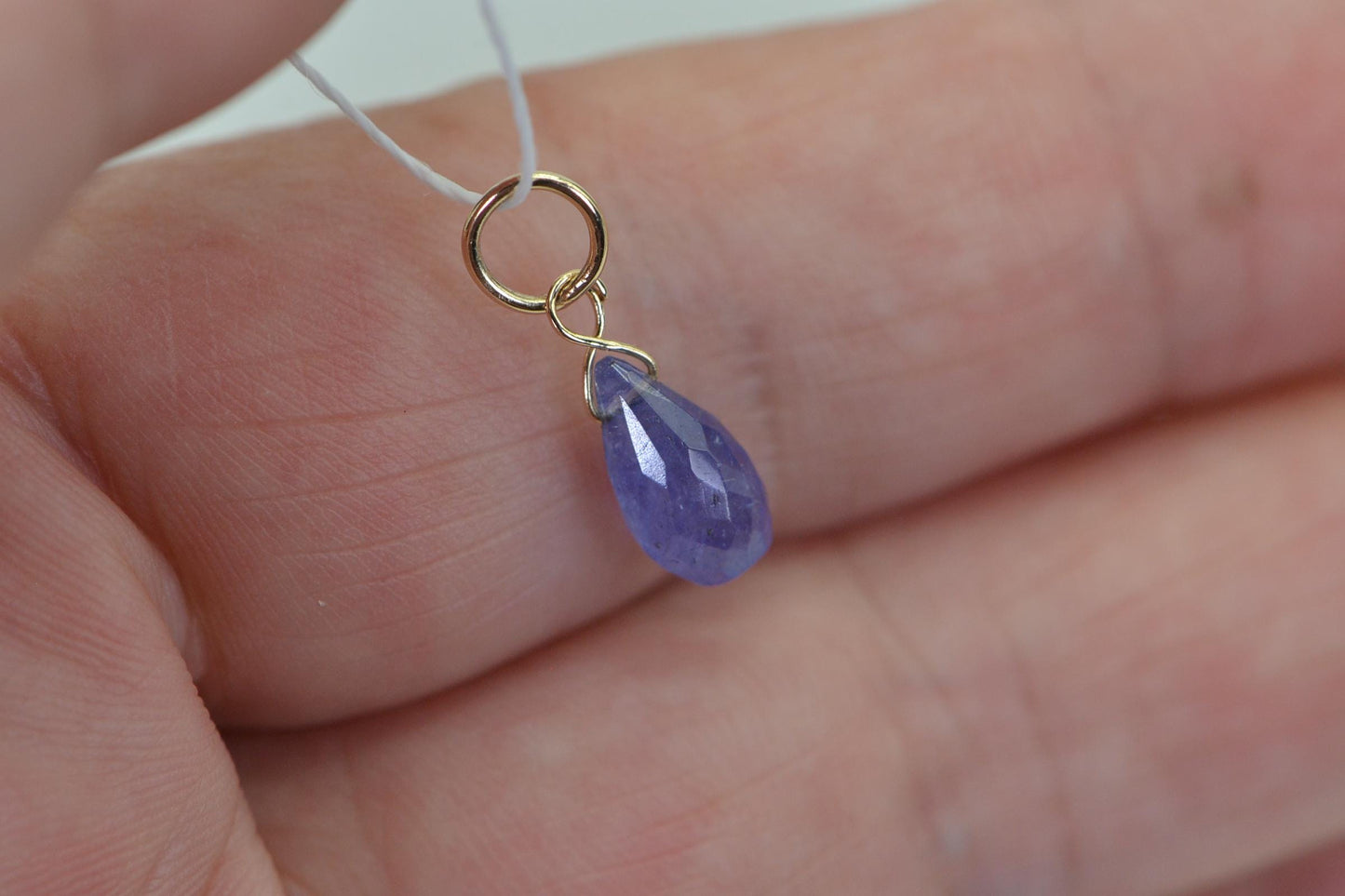 Tanzanite Teardrop Pendant: 14K Gold Wire Wrapped Gemstone