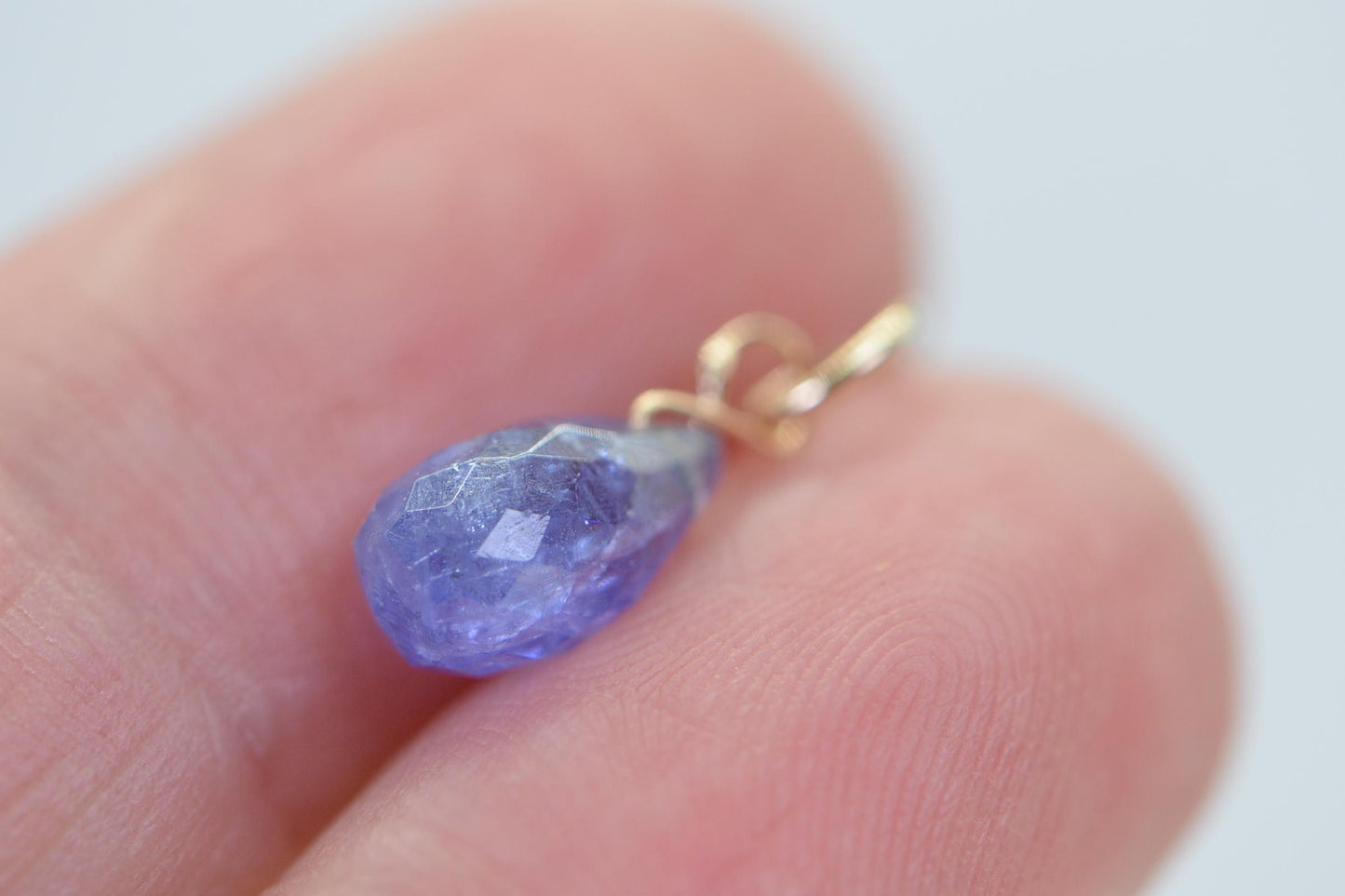 Tanzanite Teardrop Pendant: 14K Gold Wire Wrapped Gemstone