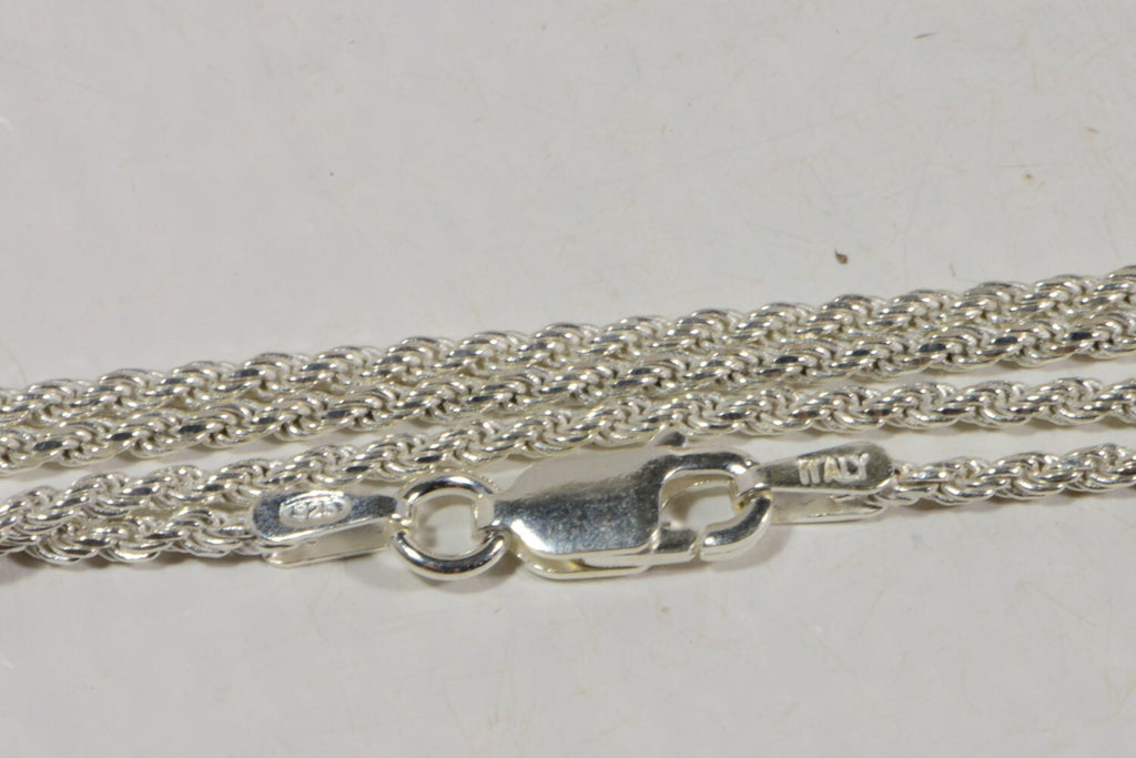 Italian Sterling Silver Diamond Cut Rope Chain - 20 Inch