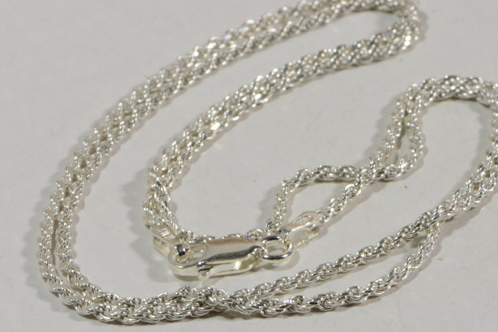 Italian Sterling Silver Diamond Cut Rope Chain - 20 Inch