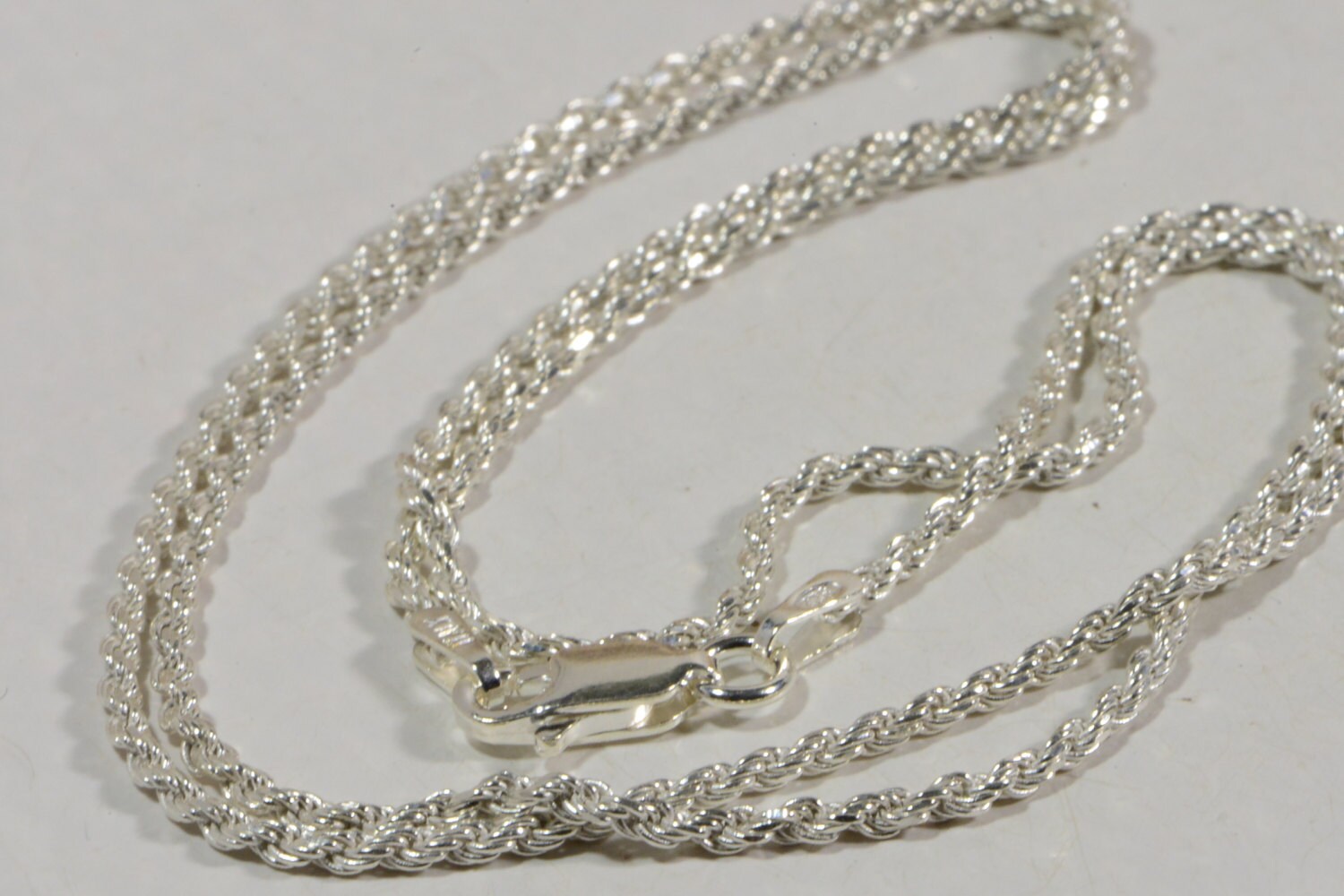 Italian Sterling Silver Diamond Cut Rope Chain - 20 Inch