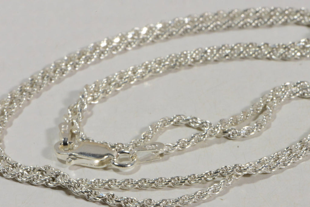 Italian Sterling Silver Diamond Cut Rope Chain - 20 Inch