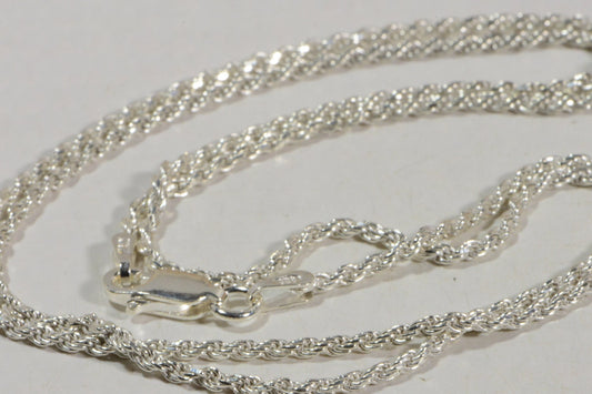 Italian Sterling Silver Diamond Cut Rope Chain - 20 Inch