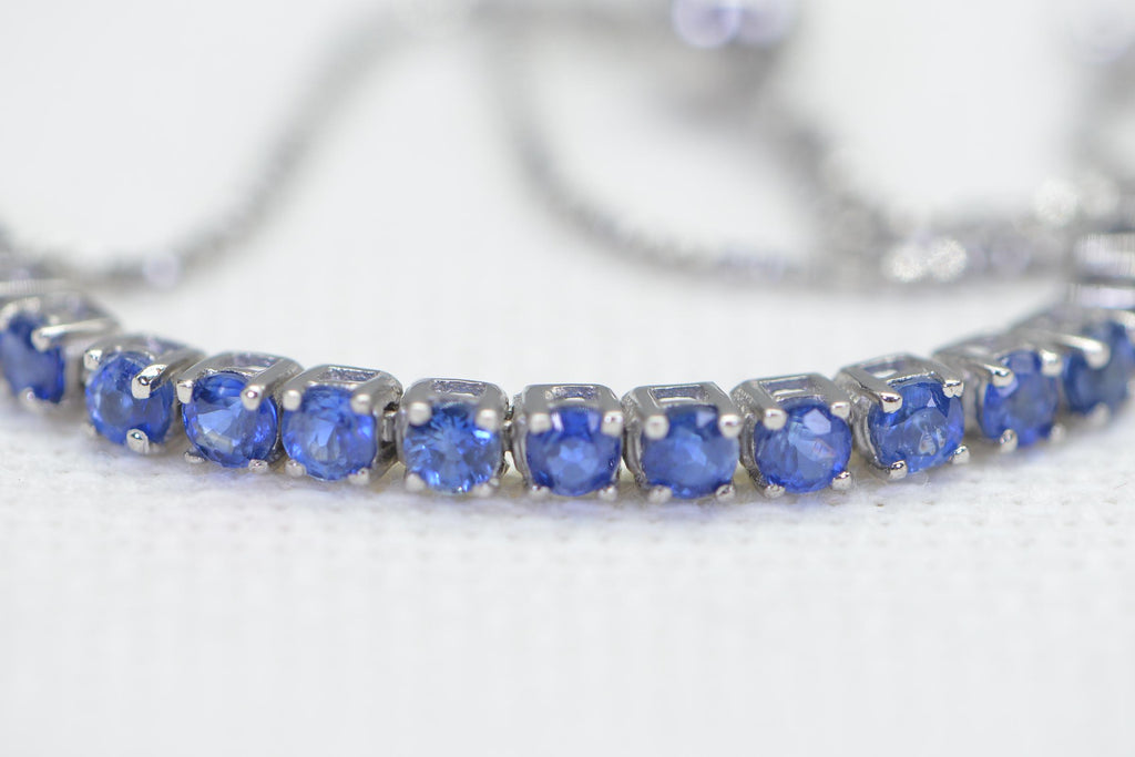 Natural Tanzanite Tennis Bracelet: 14K Yellow Gold Sterling Silver Bolo Bracelet