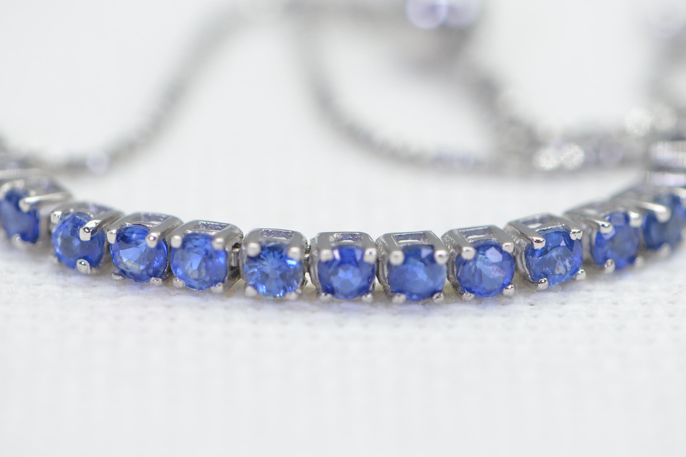 Natural Tanzanite Tennis Bracelet: 14K Yellow Gold Sterling Silver Bolo Bracelet