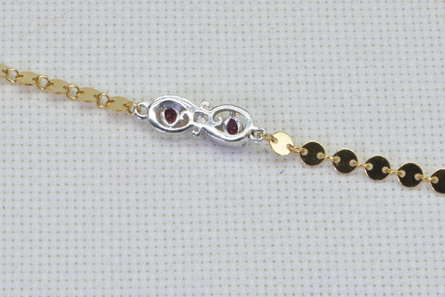 Ruby Infinity Bracelet: 14K Yellow Gold Filled Coin Chain