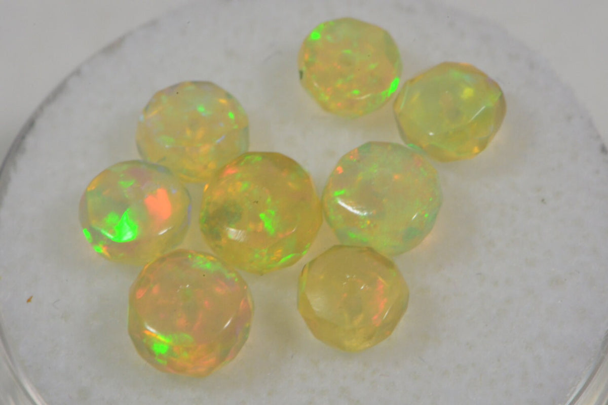 Ethiopian Welo Opal Faceted Beads: Natural Gemstone Rondelles