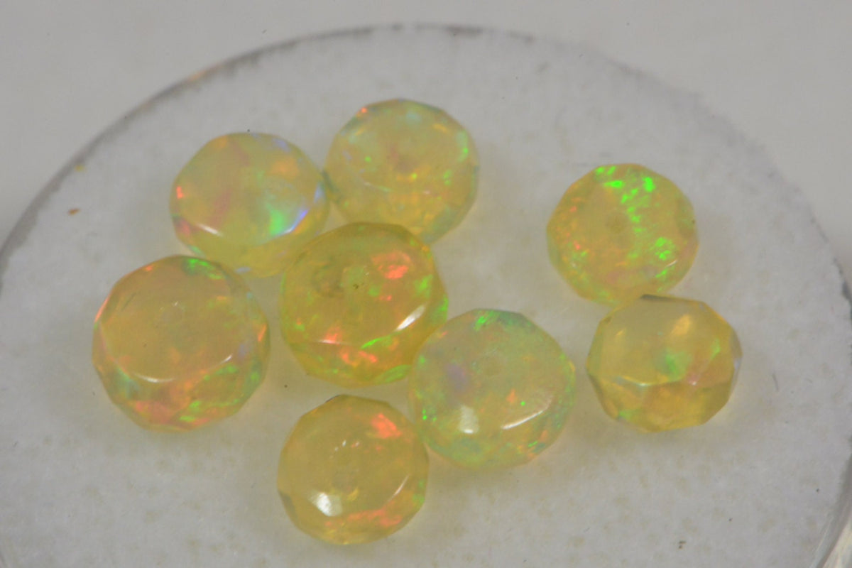 Ethiopian Welo Opal Faceted Beads: Natural Gemstone Rondelles