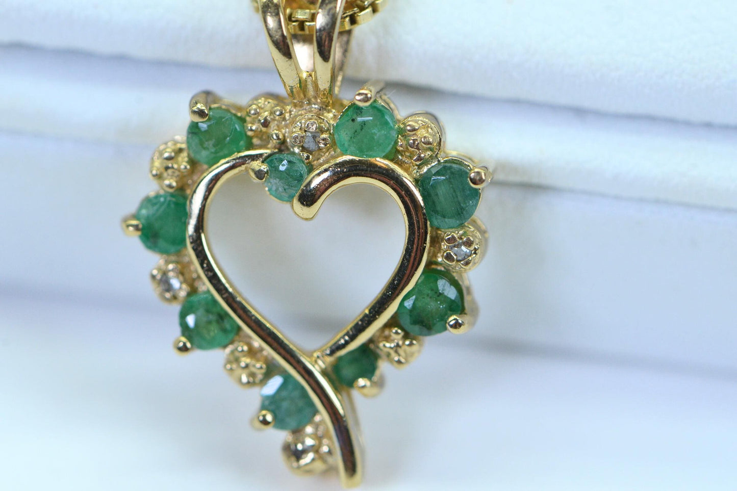 Emerald Heart Pendant, Diamond 14K Gold Over Sterling Silver Necklace