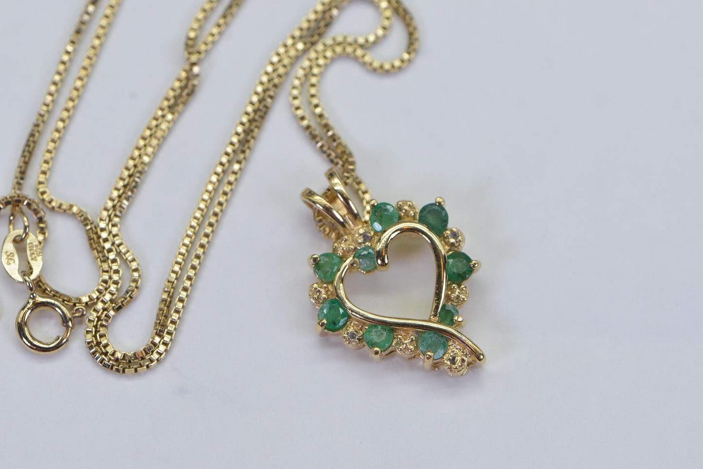 Emerald Heart Pendant, Diamond 14K Gold Over Sterling Silver Necklace