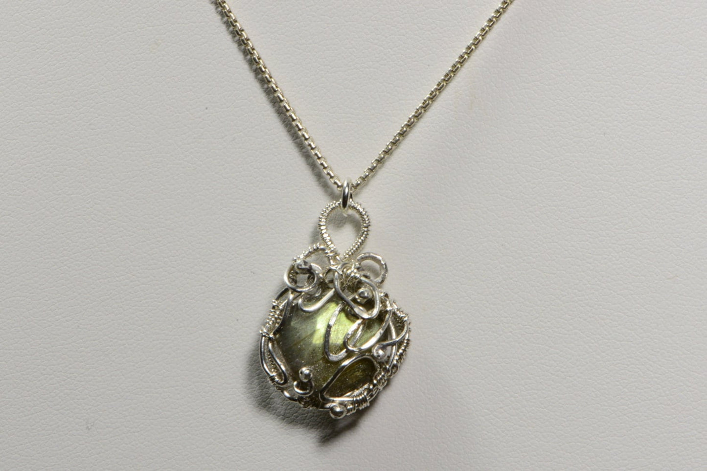 Labradorite Sterling Silver Wire Wrapped Pendant, Handmade Jewelry