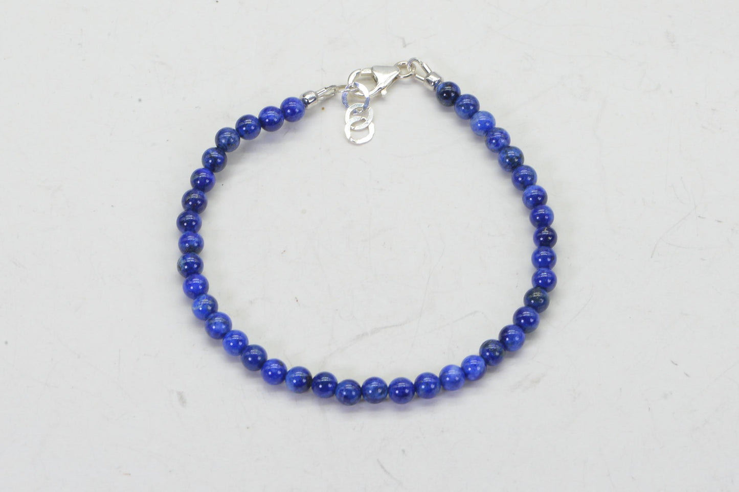 Natural Lapis Lazuli 4mm Delicate Bracelet Sterling silver