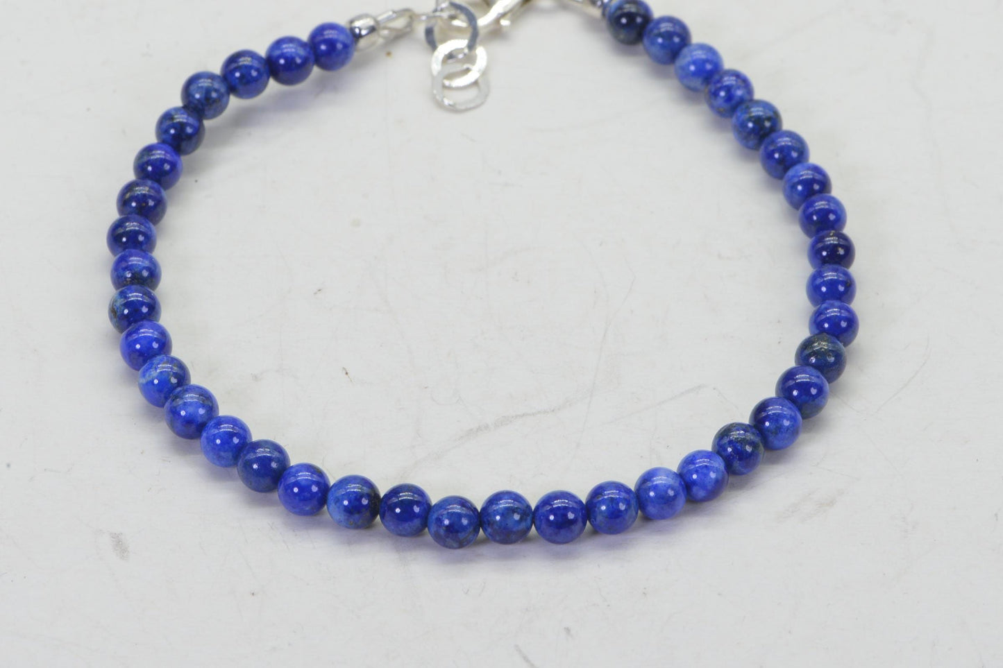 Natural Lapis Lazuli 4mm Delicate Bracelet Sterling silver