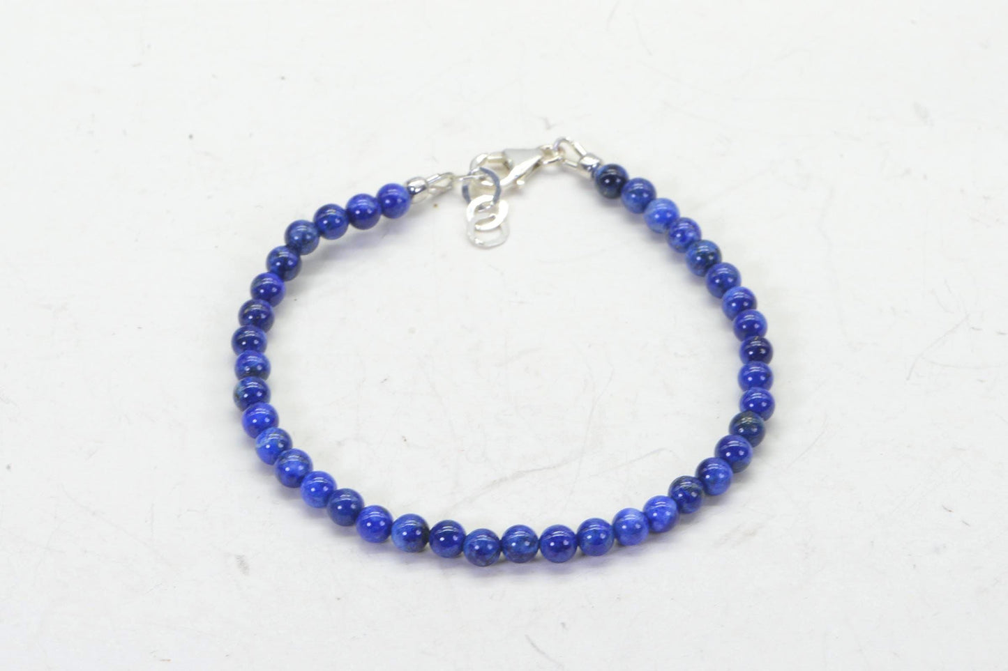 Natural Lapis Lazuli 4mm Delicate Bracelet Sterling silver