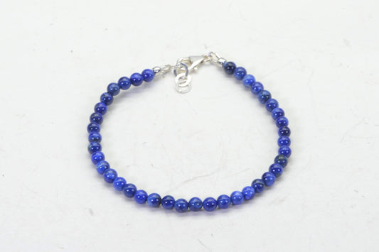 Natural Lapis Lazuli 4mm Delicate Bracelet Sterling silver