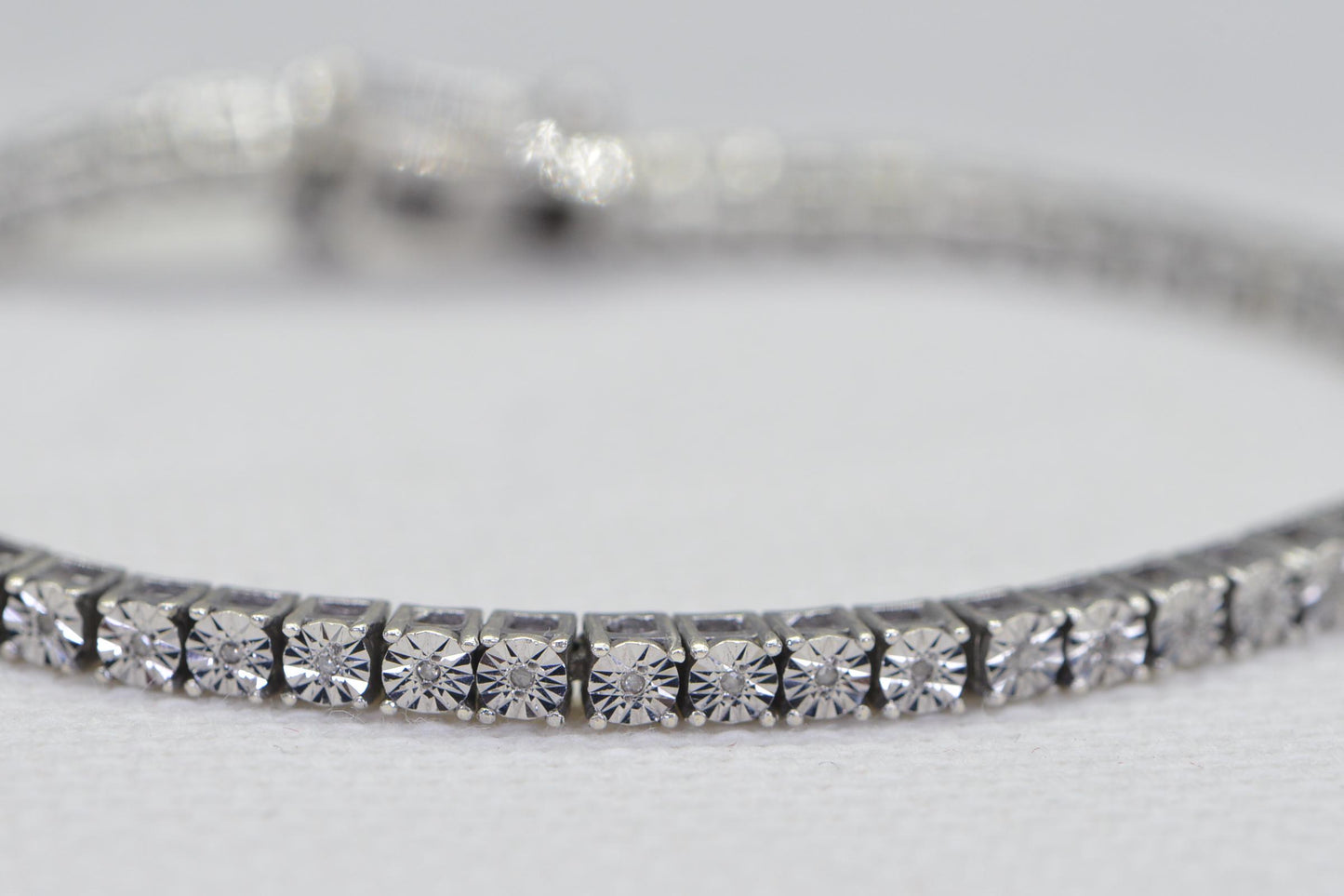 Authentic Diamond Tennis Bracelet: 14K Gold Over Sterling Silver, 7 Inches