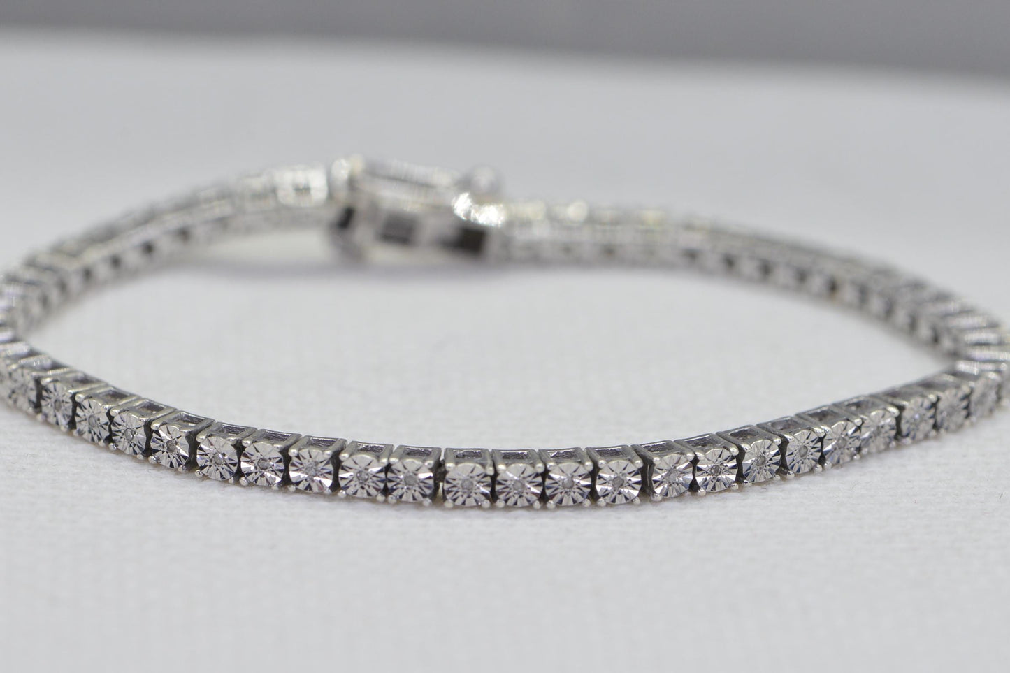 Authentic Diamond Tennis Bracelet: 14K Gold Over Sterling Silver, 7 Inches