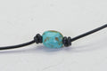 Kingman  Nuggets Turquoise  On Leather Choker  Necklace Single Bead Knotted
