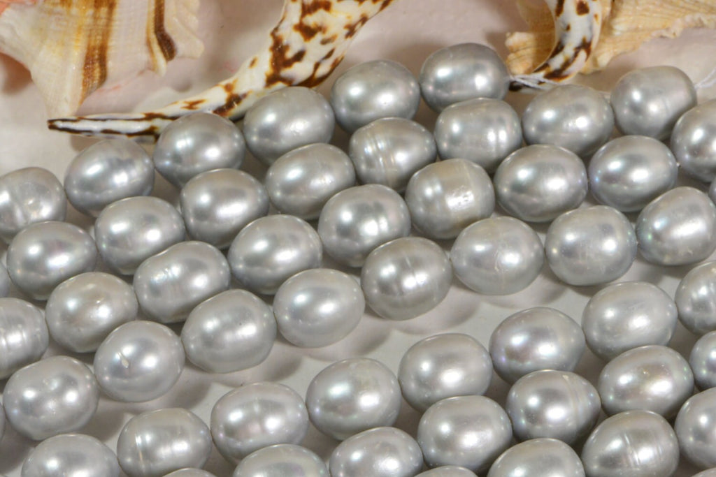 Gray Freshwater Pearl Beads 14x12mm: AA Grade Jewelry Supplies (2 Pearls)